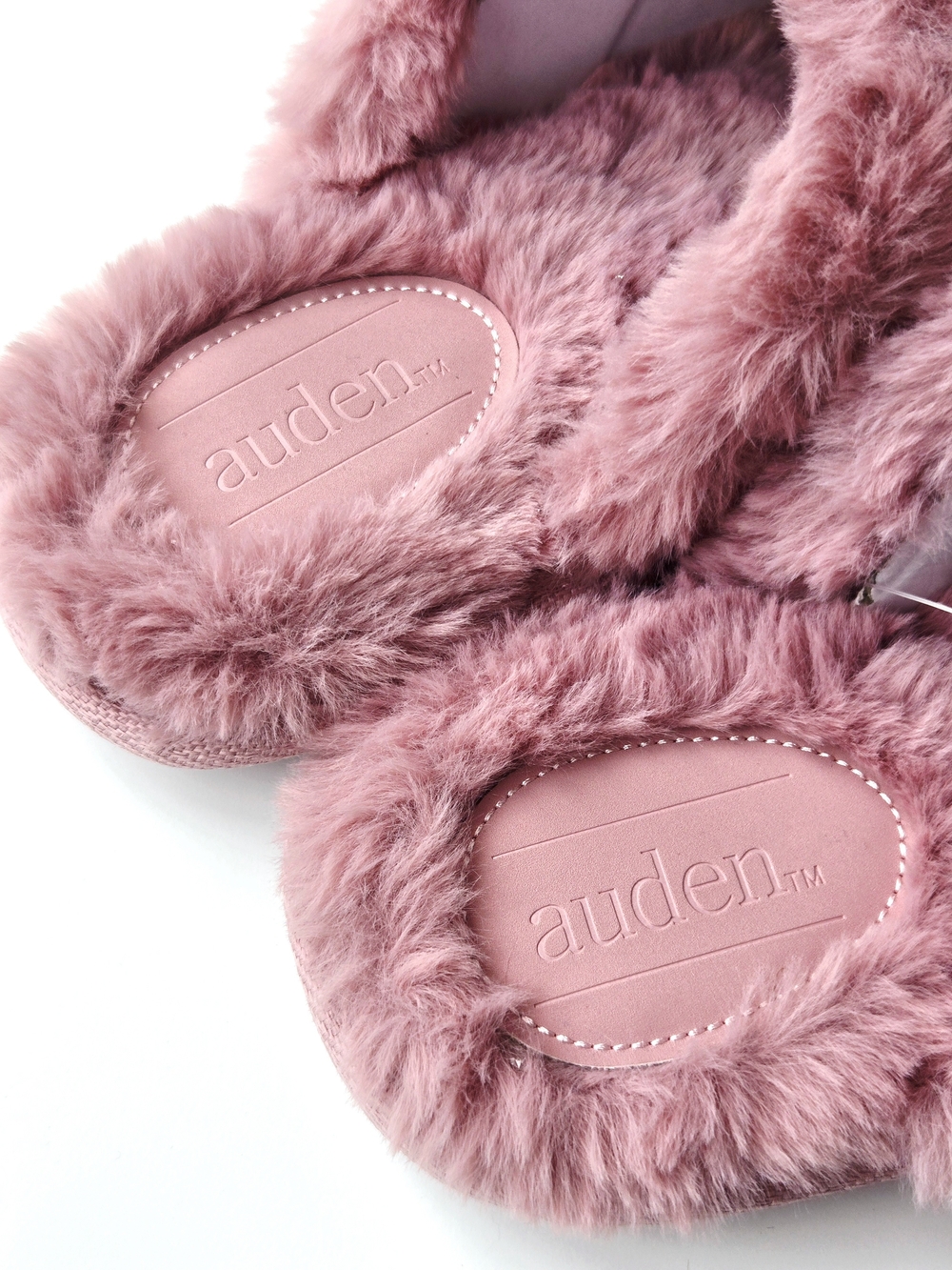 Auden Metallic Pink Faux Fur Scuff Slippers Fuzzy Faux Fur Trim Size 9/10 NEW - Picture 5 of 7